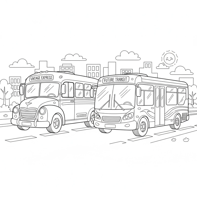 Hình tô màu xe buýt cho bé mầm non