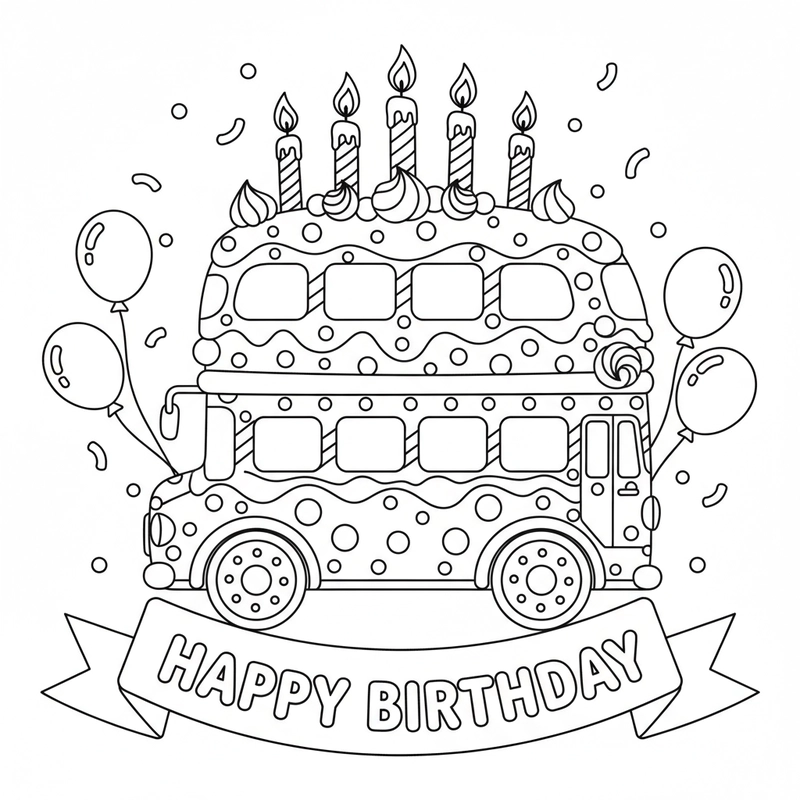 Hình tô màu xe buýt đơn giản mà đẹp