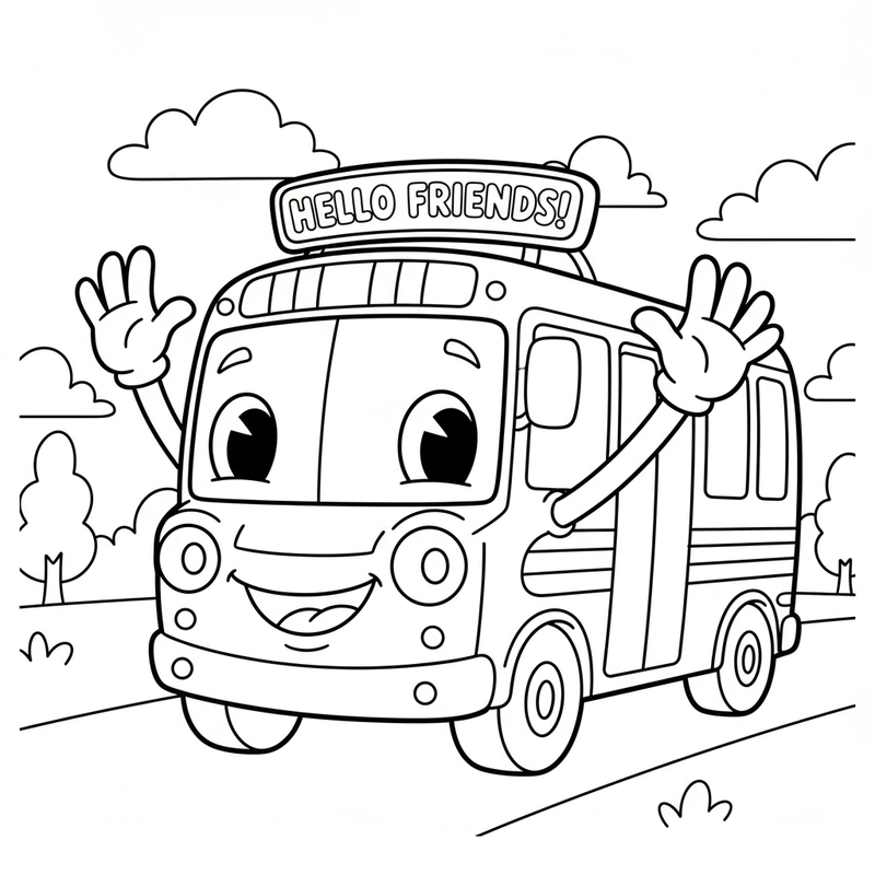 Hình tô màu xe buýt trường học cho trẻ