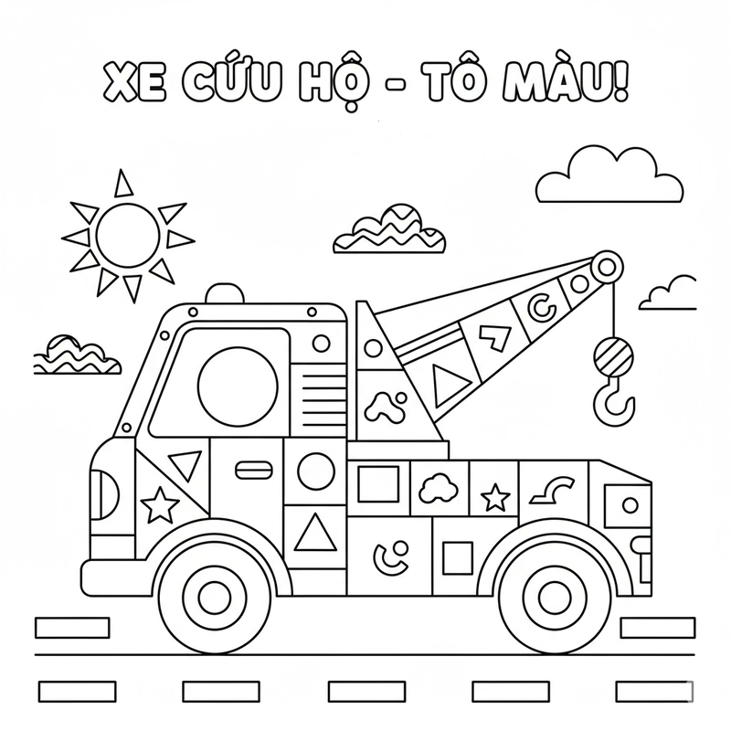 Hình tô màu xe cứu hộ dễ thương