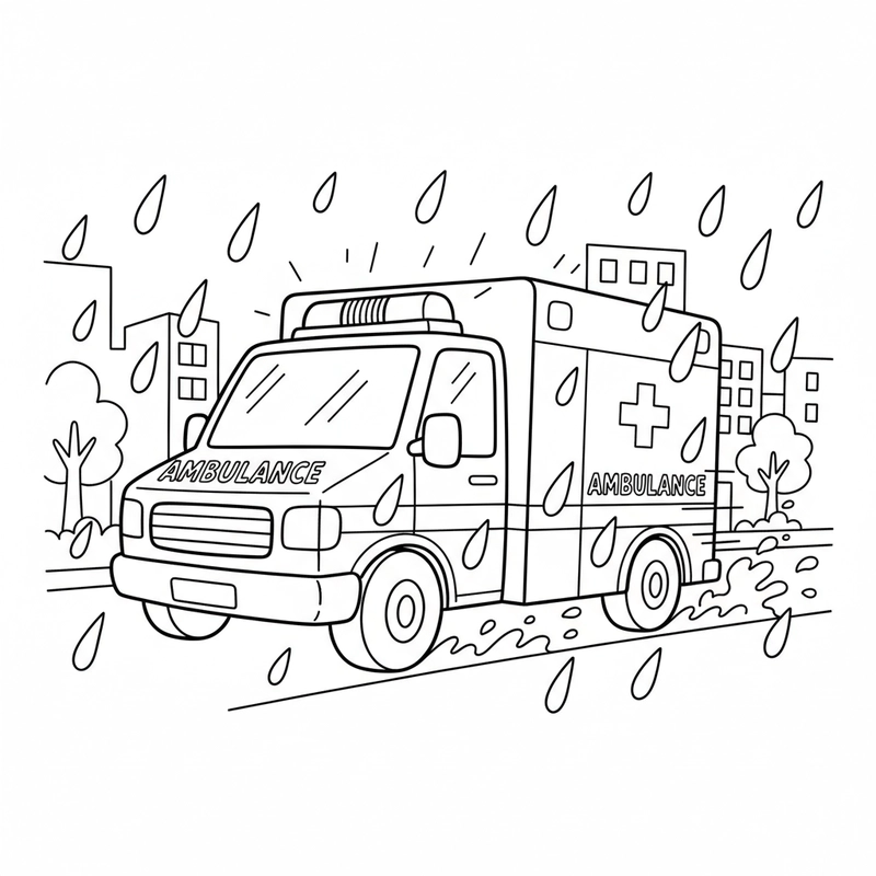 Hình tô màu xe cứu thương ngộ nghĩnh