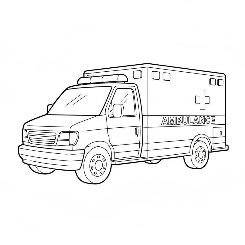 Hình tô màu xe cứu thương rõ nét