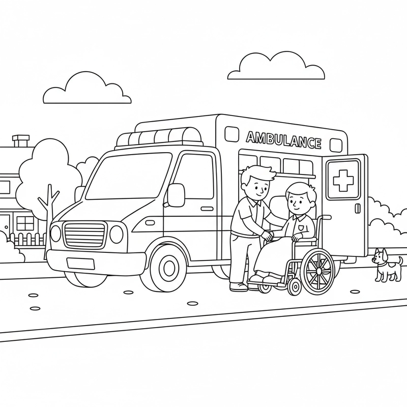 Hình tô màu xe cứu thương sinh động