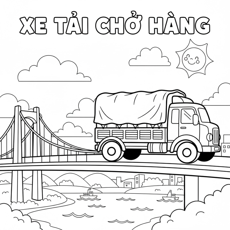 Hình tô màu xe tải đáng yêu