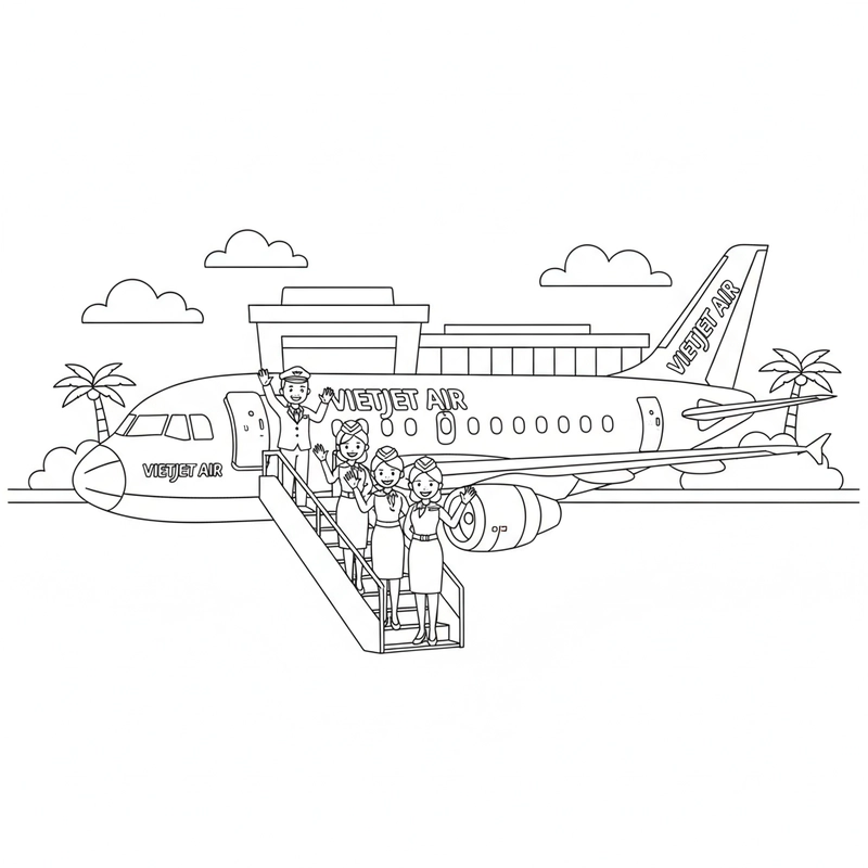 Hình tô máy bay Vietjet dành cho bé