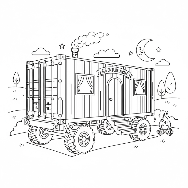 Hình tô xe Container cho bé trai