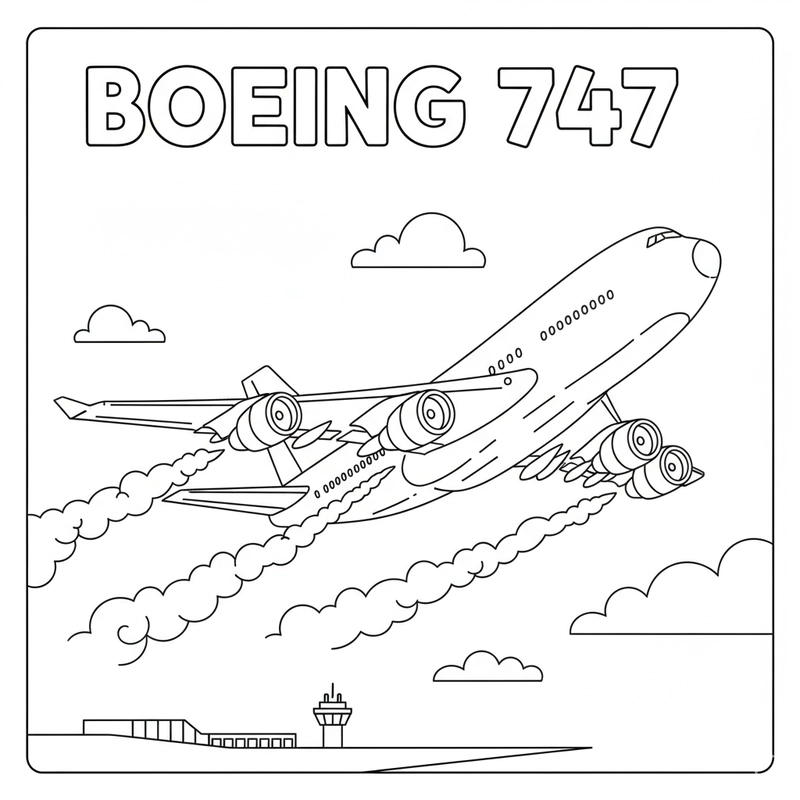 Hình vẽ Boeing 747 đáng yêu