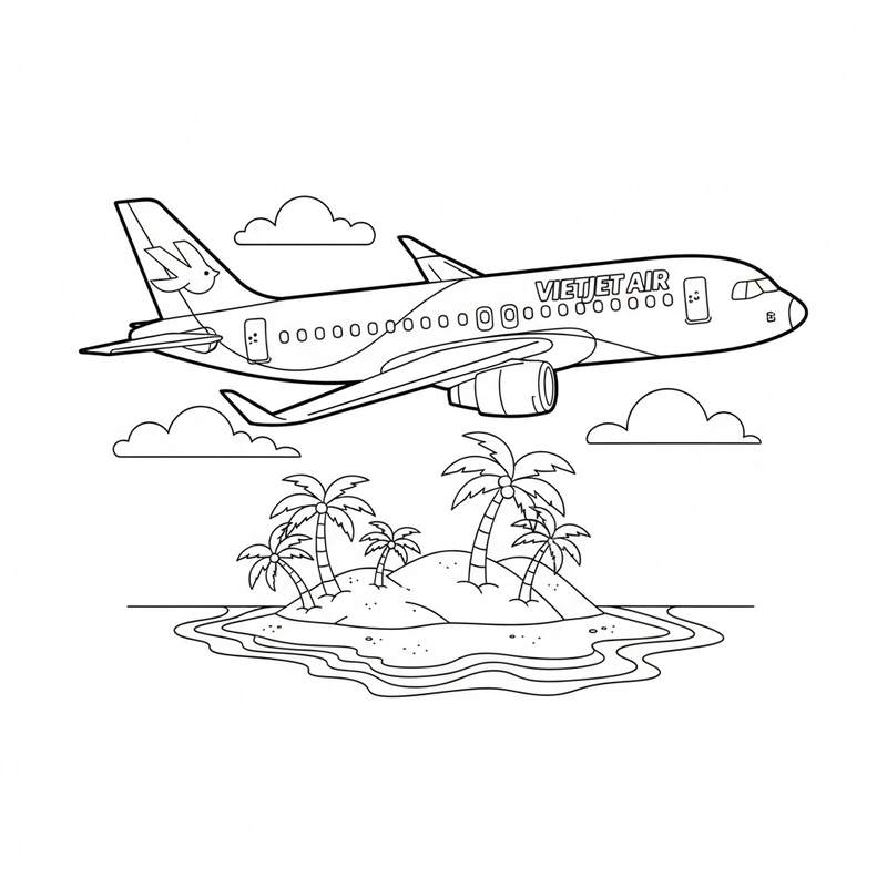 Hình vẽ Vietjet dễ in cho bé