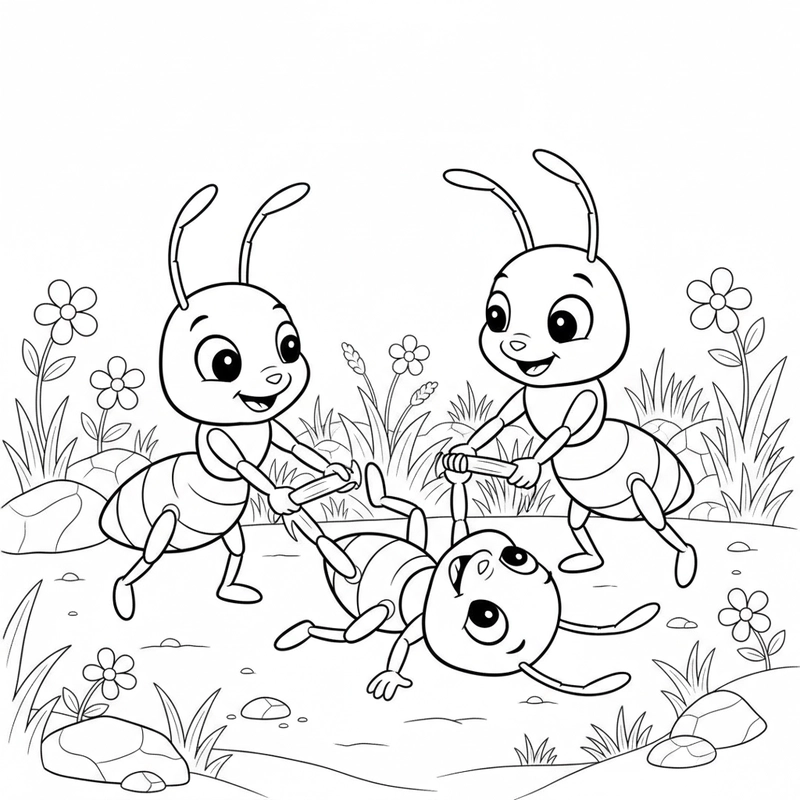 Hình vẽ con kiến đơn giản cho trẻ em