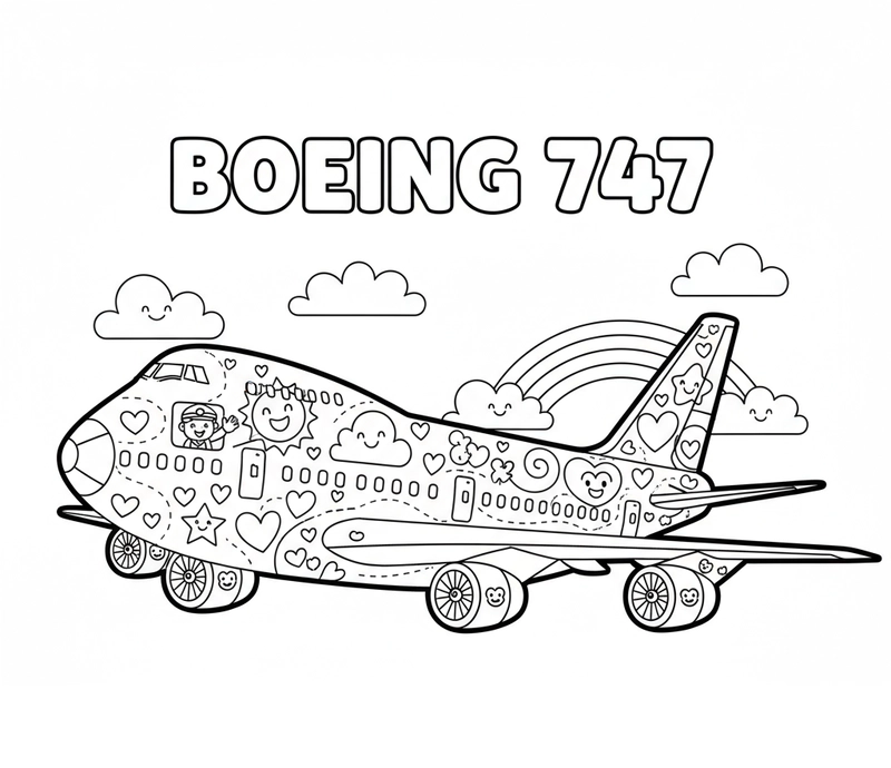 Hình vẽ máy bay Boeing 747 đẹp