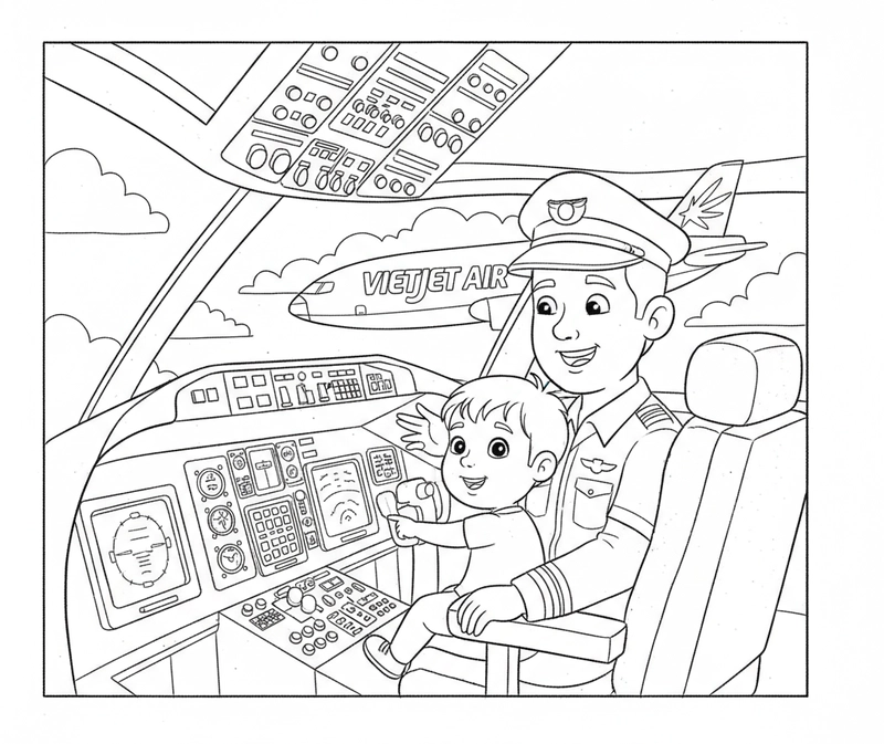 Hình vẽ máy bay Vietjet dễ tô