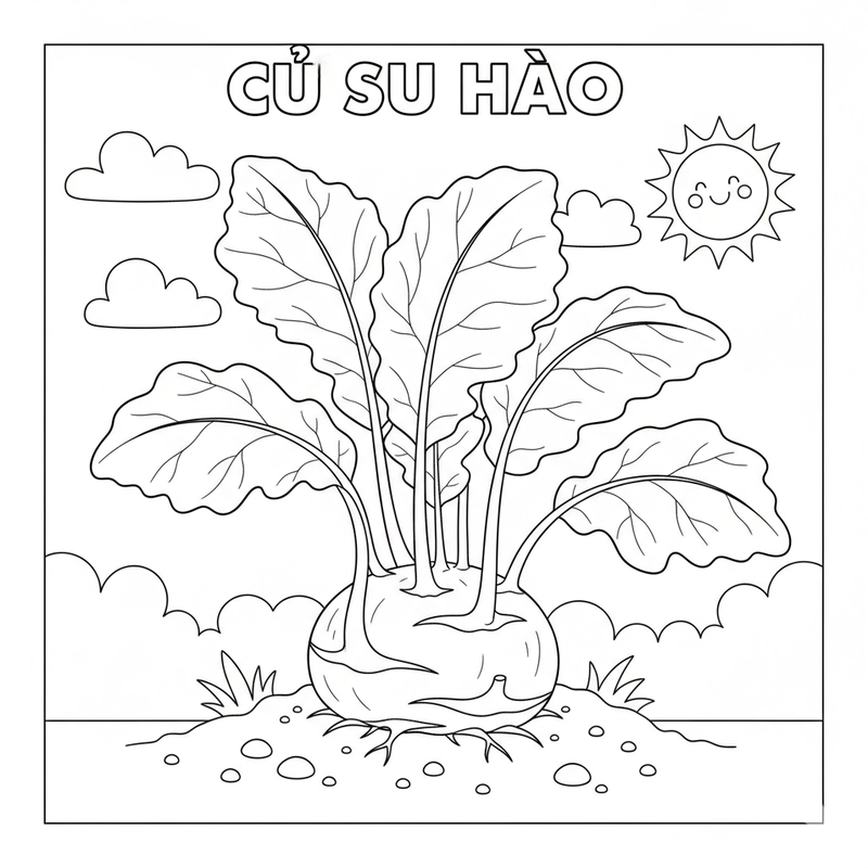 Hình vẽ rau củ su hào đáng yêu