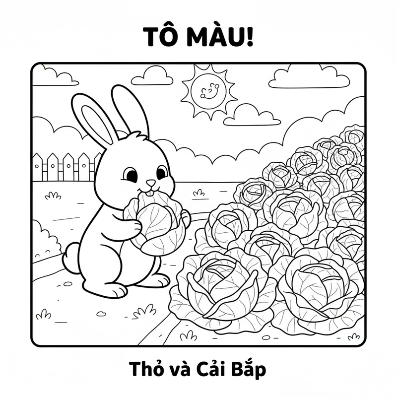 Hình vẽ tô màu cây bắp cải