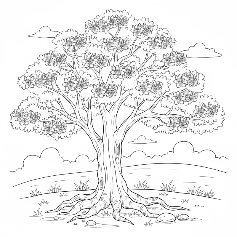 Hình vẽ tô màu cây hoa phượng cho bé