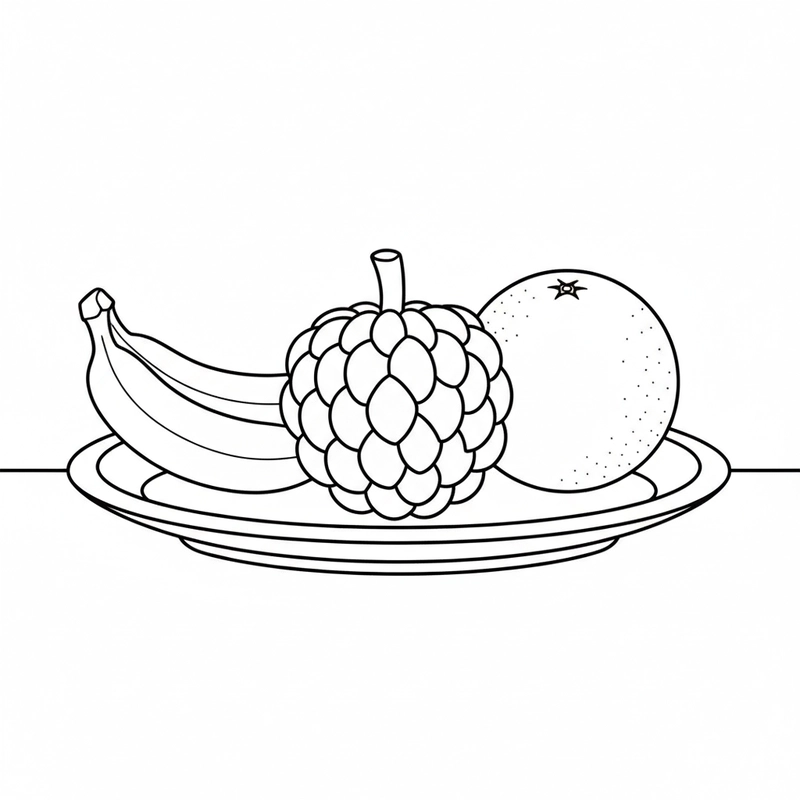 Hình vẽ tô màu quả na đáng yêu