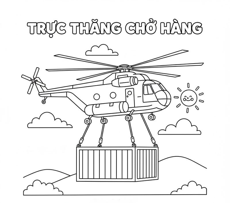 Hình vẽ tô màu trực thăng dễ thương