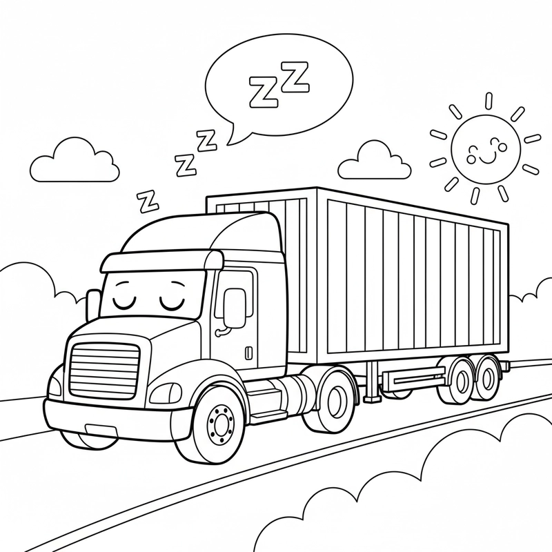 Hình xe Container cho bé tô màu