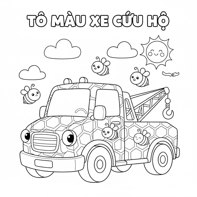 Hình xe cứu hộ đẹp cho bé tô