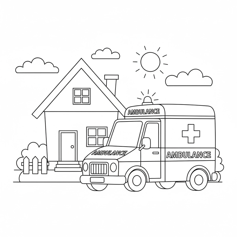 Hình xe cứu thương đáng yêu dễ in