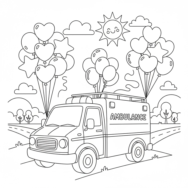 Hình xe cứu thương dễ tô cho bé