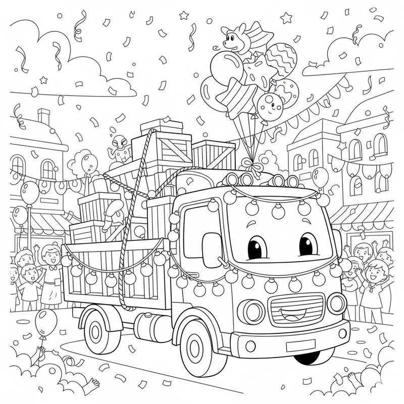 Hình xe ô tô tải tô màu dễ tô