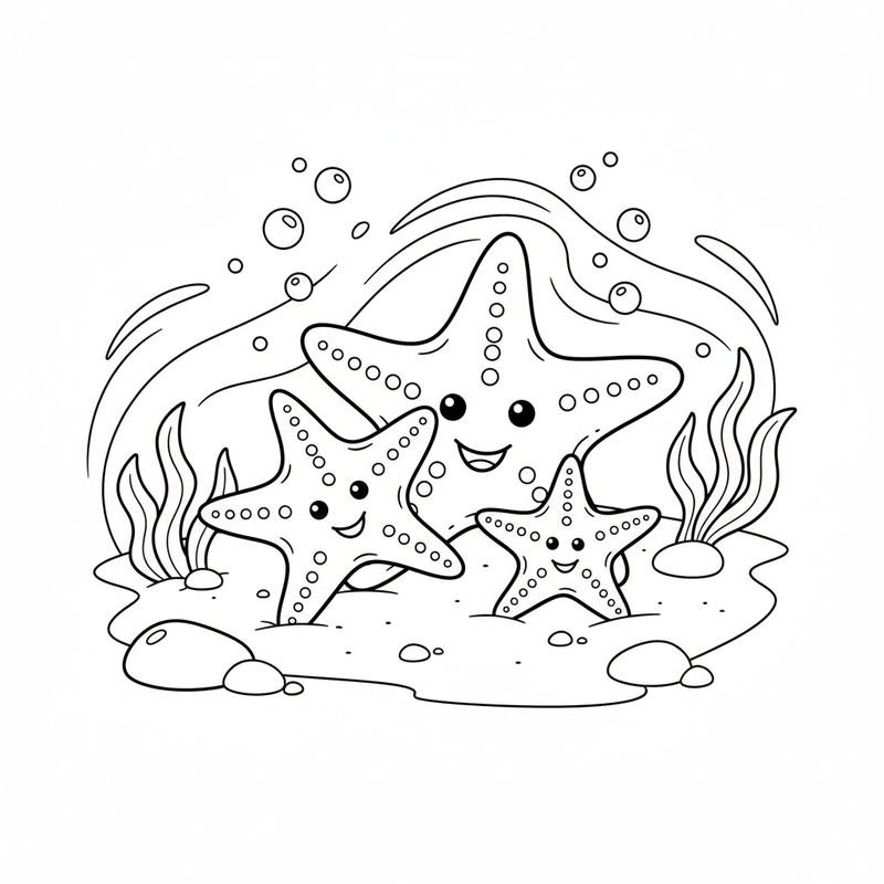 Mẫu hình sao biển tô màu dễ thương nhất