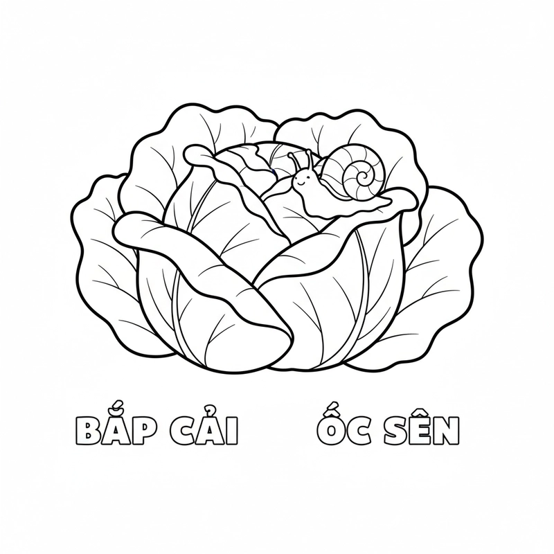 Mẫu hình tô màu bắp cải sáng tạo