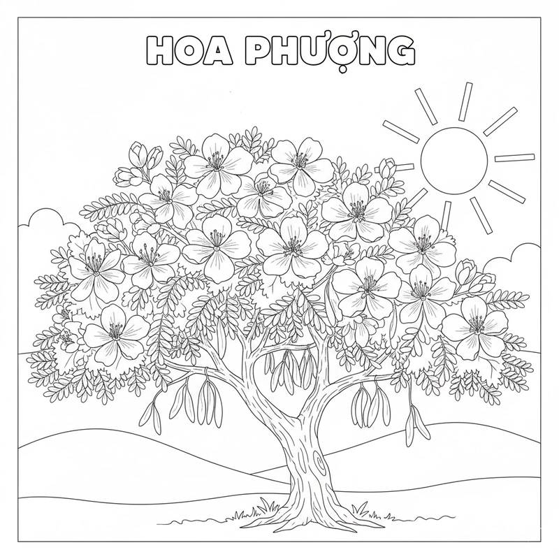 Mẫu hình tô màu hoa phượng đẹp