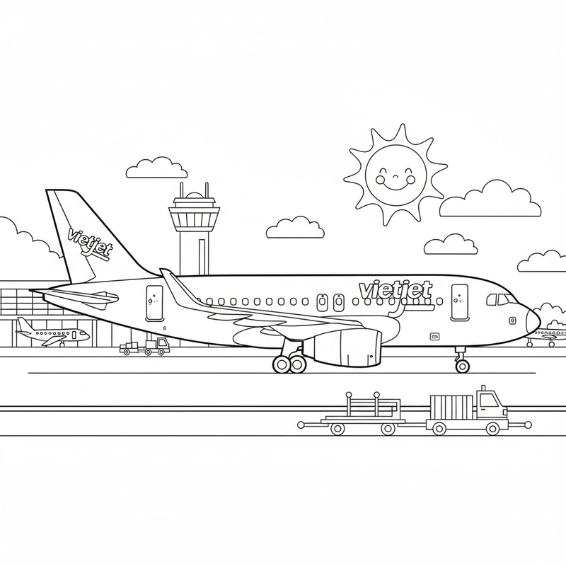 Mẫu tô màu Vietjet sinh động