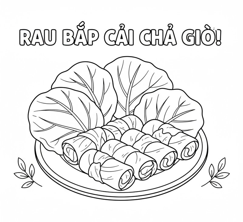 Mẫu tô màu cây bắp cải cho bé