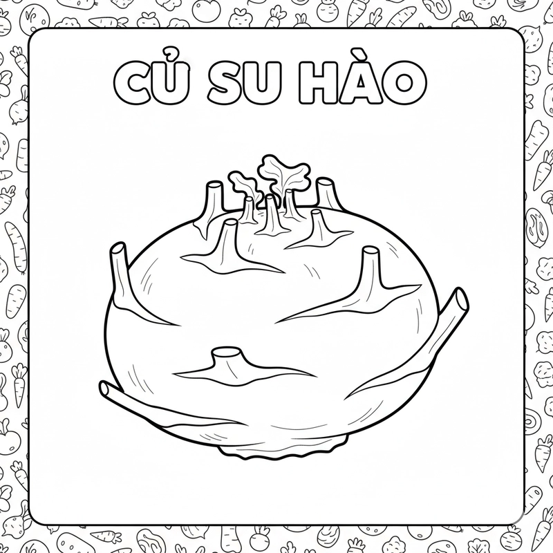 Mẫu tô màu củ su hào cho bé