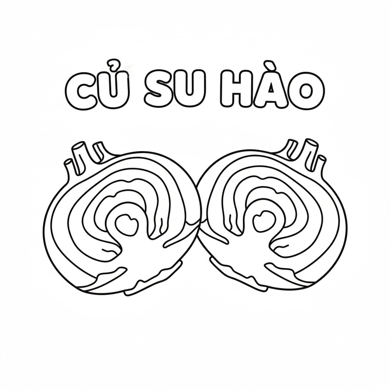 Mẫu tô màu củ su hào cho trẻ em