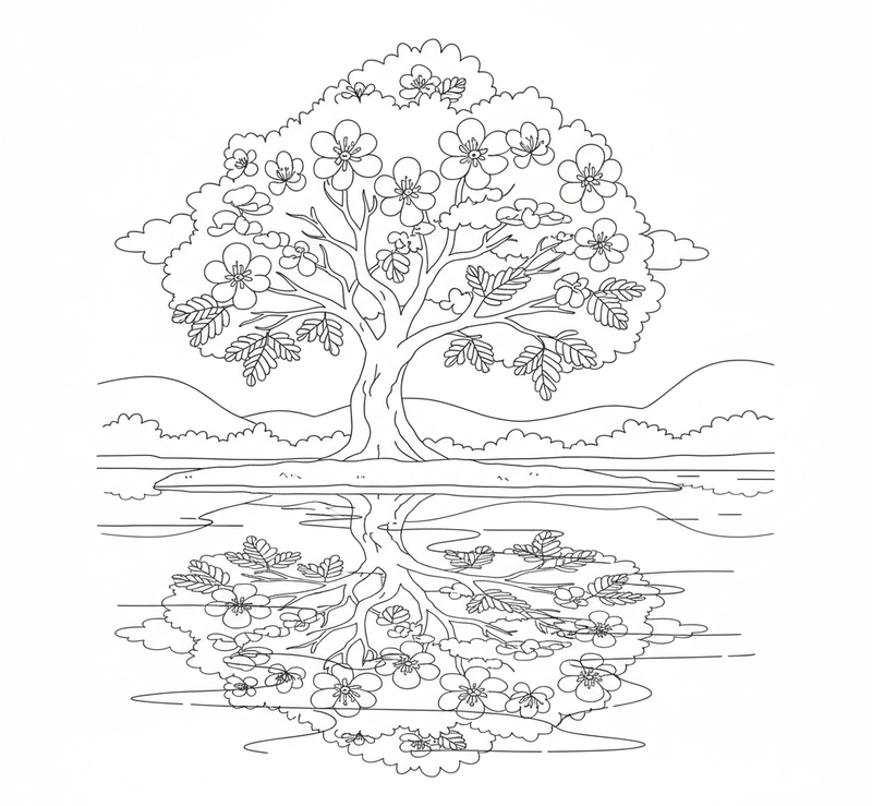 Mẫu tô màu hoa phượng mùa hè