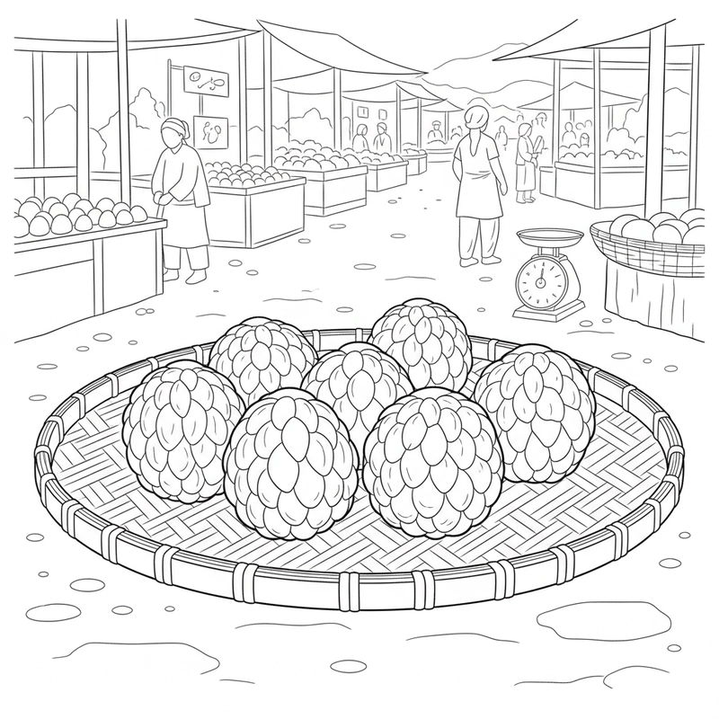 Mẫu tô màu quả na cho bé