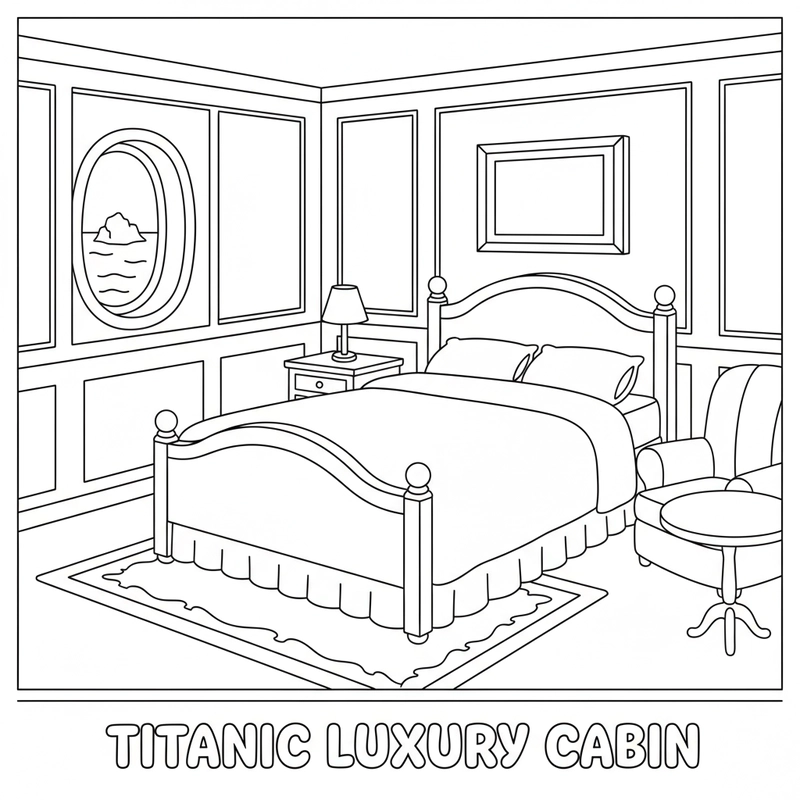 Mẫu tô màu tàu Titanic đơn giản