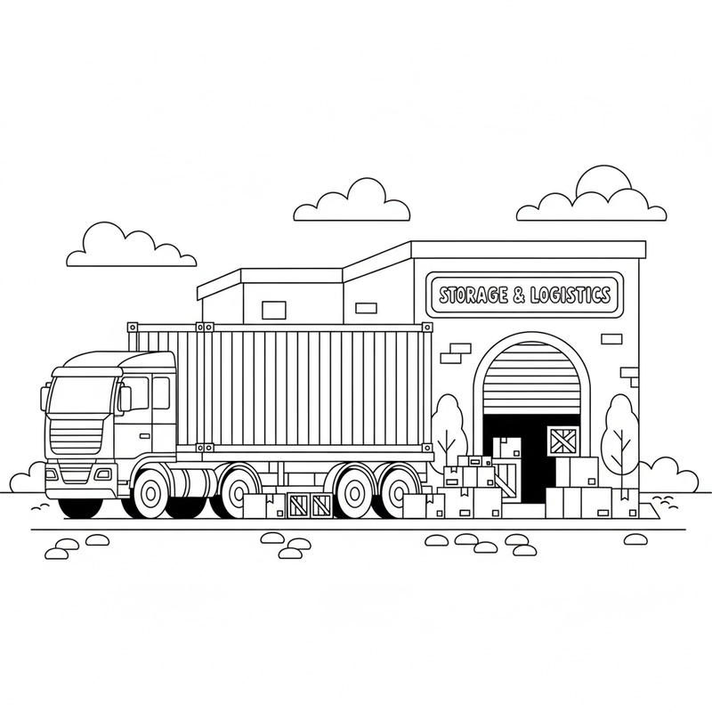 Mẫu tô màu xe Container đáng yêu