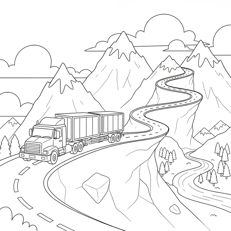 Mẫu tô màu xe Container dễ tô