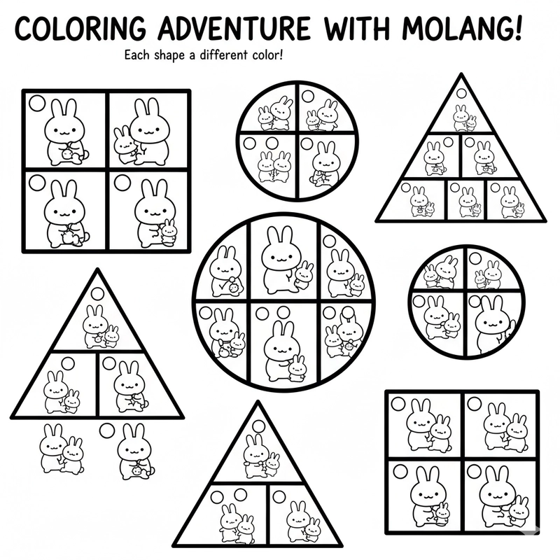 Mẫu tranh tô màu Molang và bạn Piu Piu đáng yêu