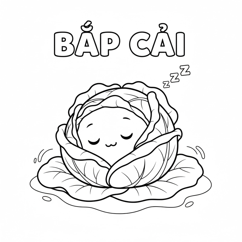 Mẫu tranh tô màu bắp cải cho mầm non