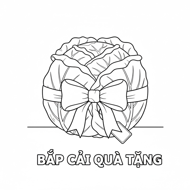 Mẫu tranh tô màu bắp cải đơn giản
