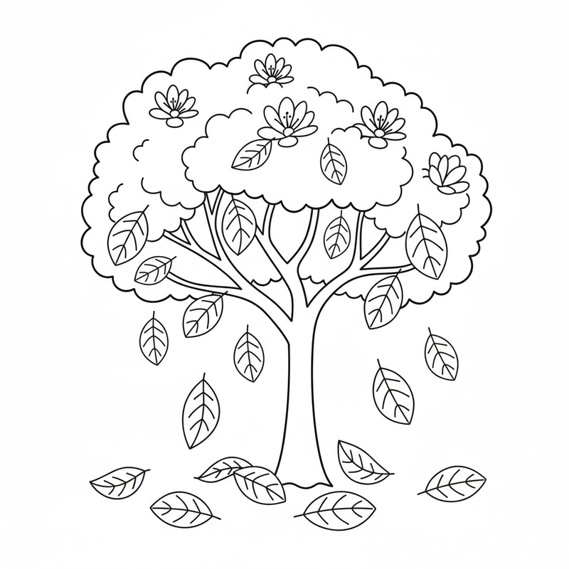 Mẫu tranh tô màu cây hoa phượng