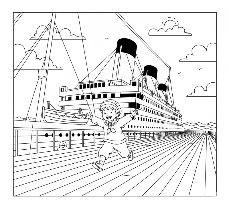 Mẫu tranh tô màu tàu Titanic chi tiết