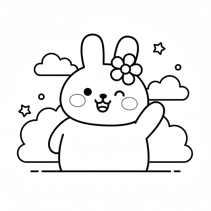 Mẫu tranh tô màu thỏ Molang đơn giản cho bé