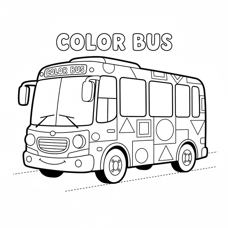Mẫu tranh tô màu xe buýt trường học đáng yêu