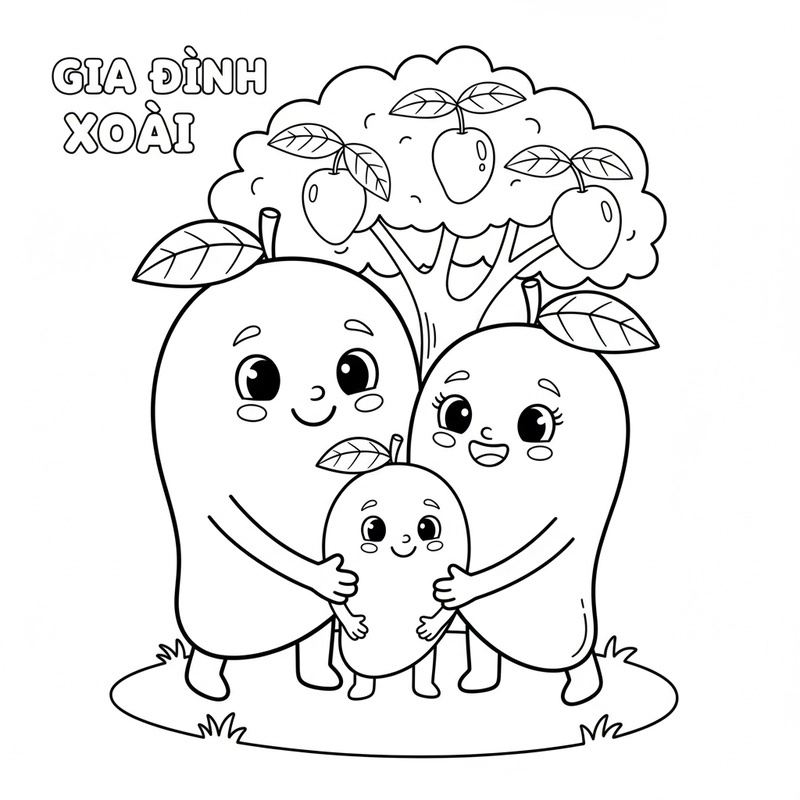 Mẫu tranh tô quả xoài