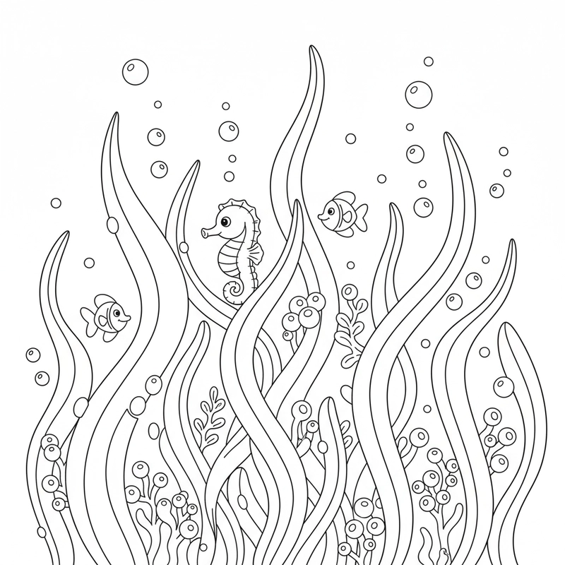 Mẫu tranh tô rong biển đơn giản