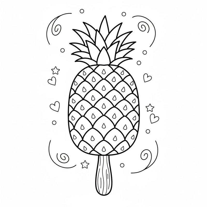 Que kem hình Quả Dứa tô màu ngộ nghĩnh