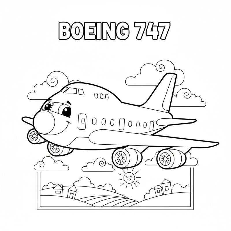 Tô màu Boeing 747 đơn giản