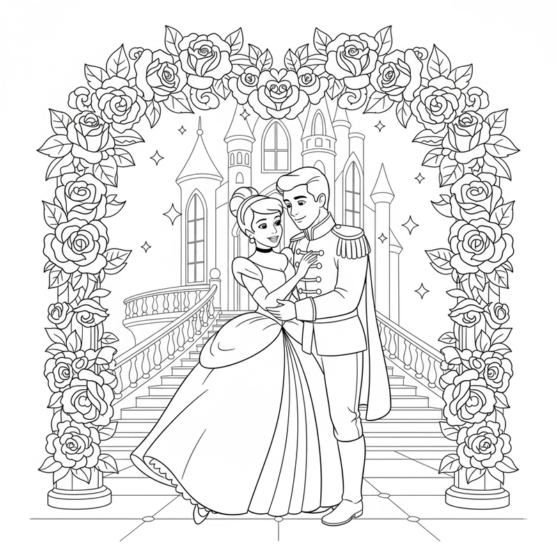 Tô màu Lọ Lem và hoàng tử