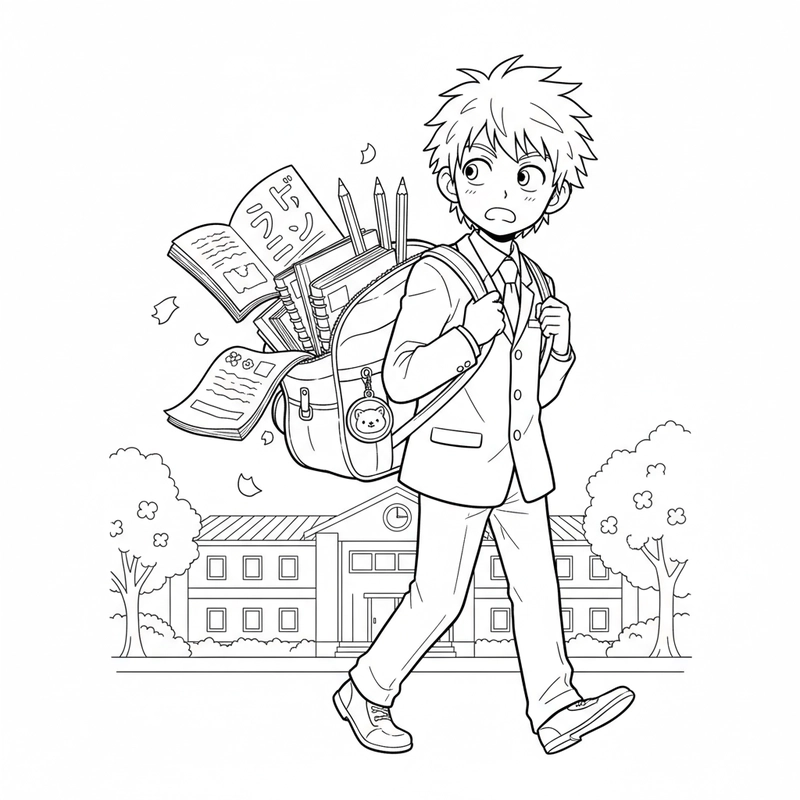 Tô màu anime học sinh đến trường